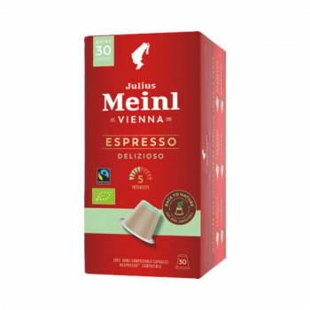 Julius Meinl Inspresso Fairtrade Bio Espresso Delizioso 5 XL, Nespresso-kompatibel, kompostierbar, 168 Gramm, 30 Kapseln